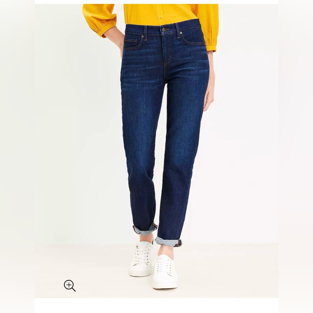 Loft Petite Girlfriend Jeans in Classic Indigo Wash NWT